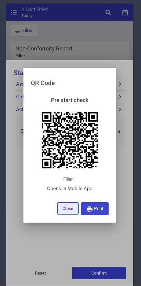 QR code generated on mobile